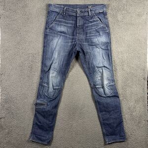G Star Jeans Mens 34x34 (Fits 36x33) Blue Pilot 3D Slim Zipper Knee Stretch